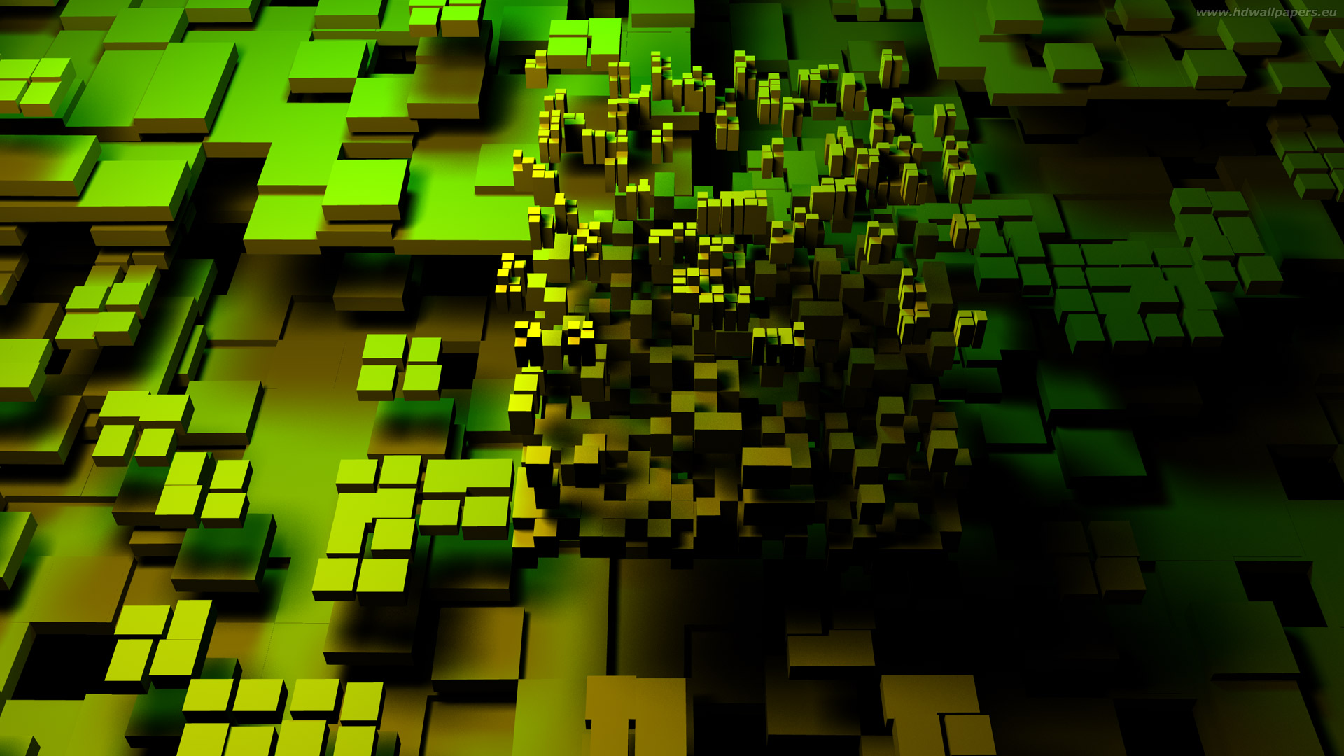 Abstract green 3D brick for your desktop